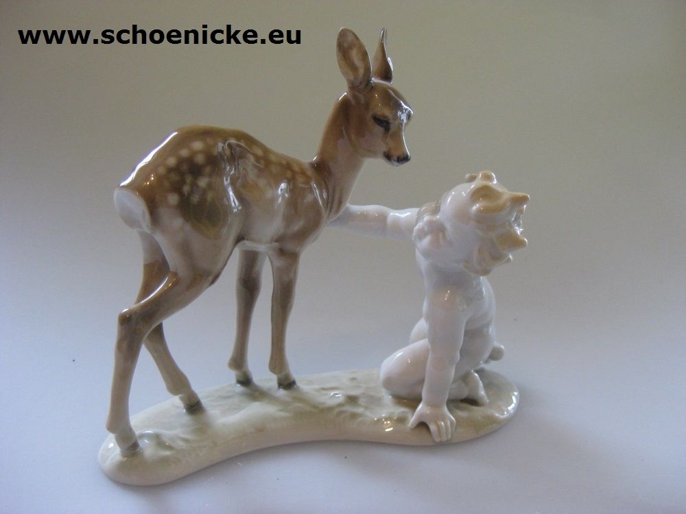 Hummelfigur Porzellanfigur Knabe mit Geißbock / Schaubachkunst